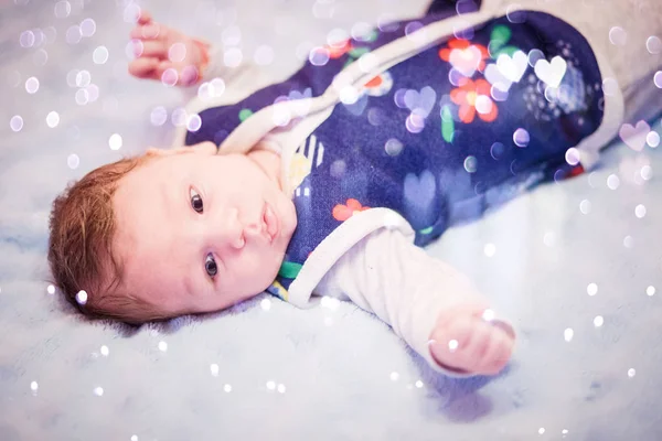 Happy Baby Boy Blue Blanket — Stock Photo, Image