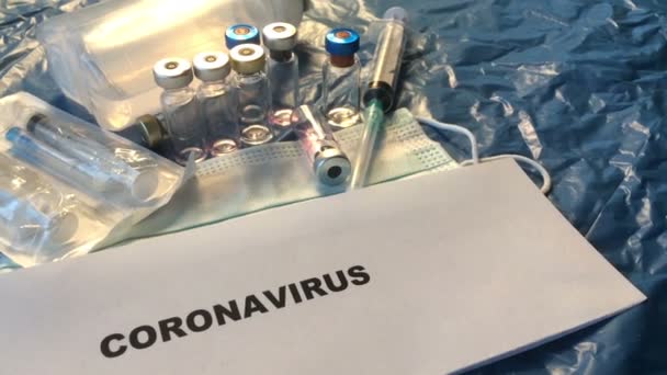 Coronavirus Vaccines Bottles Medical Background — Stock Video