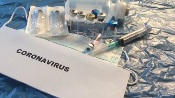 Coronavirus Aşıları Şişe Tıbbi Arka Plan — Stok video