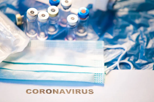 Antecedentes Médicos Botella Vacuna Contra Coronavirus — Foto de Stock