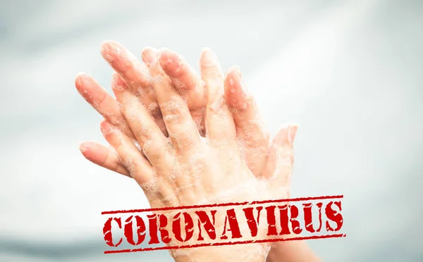 Coronavirus Diffondere Prevenzione Lavandosi Mani — Foto Stock