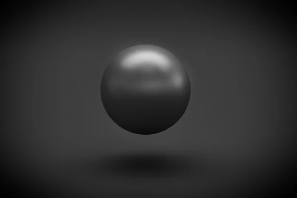 Lévitation de sphère noire sur fond noir rendu 3d — Photo