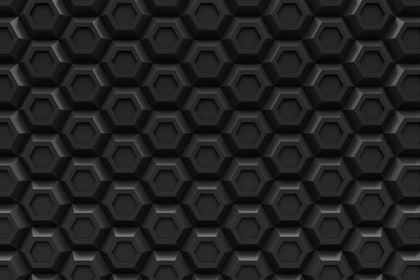 Hexágono negro Honeyomb tecnología moderna negro abstracto 3d espalda —  Fotos de Stock