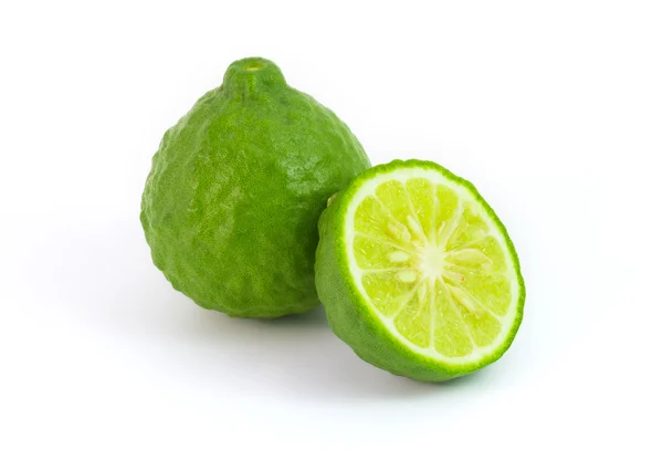 Kaffir lime isolated on white makrut lime Mauritius papeda — Stock Photo, Image