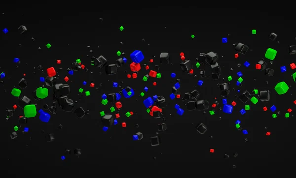 RGB atom nano teknoloji parçacık arka plan 3d renderi soyut — Stok fotoğraf