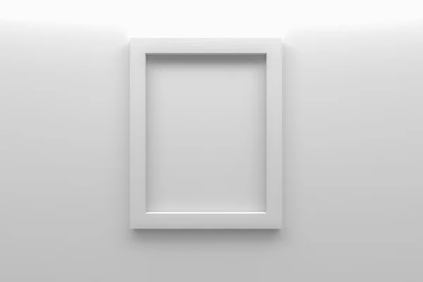 Marco de imagen blanco en blanco en la pared 3d renderizado —  Fotos de Stock