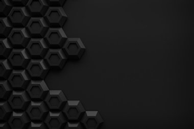 siyah altıgen Honeyomb modern teknoloji siyah 3d arka plan