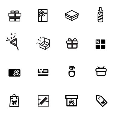 vektör hediye hediye kutusu satırı düz simgesi ayarla