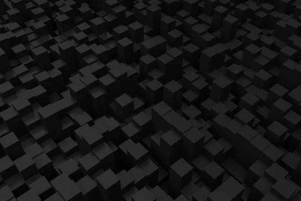 Αφηρημένο μαύρο κουτί τυχαία θέση φόντου 3d rendering — Φωτογραφία Αρχείου