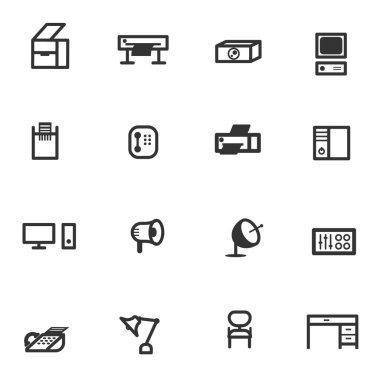 iş Ofis ekipmanları Icon set