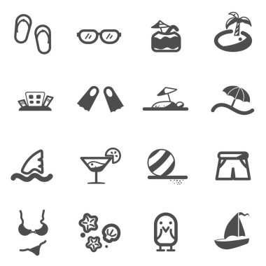 vektör plaj yaz deniz hattı düz Icon set