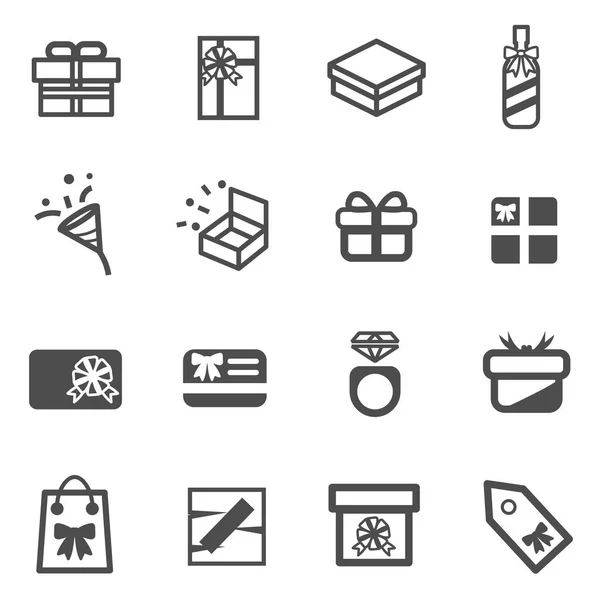 Gift present box line flat icon set vector — Stock Vector