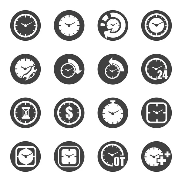 Negocio tiempo reloj icono conjunto vector — Vector de stock