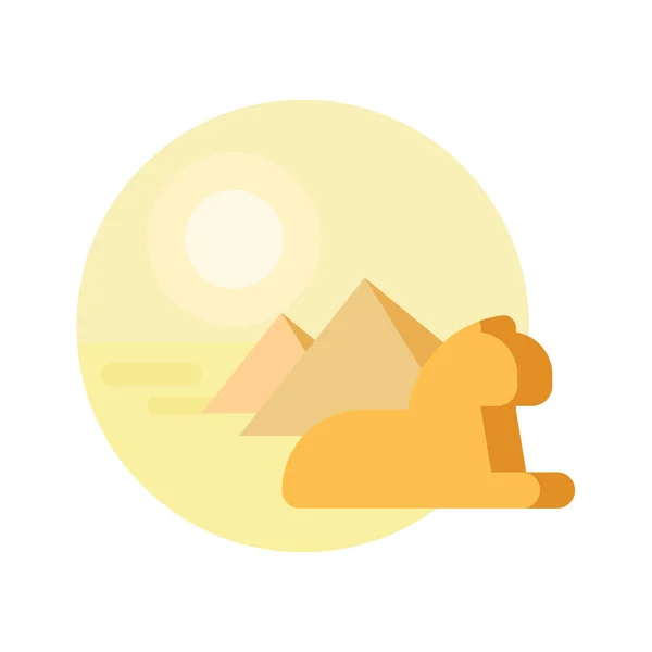 Sphinx pyramide désert logo icône badge vecteur — Image vectorielle