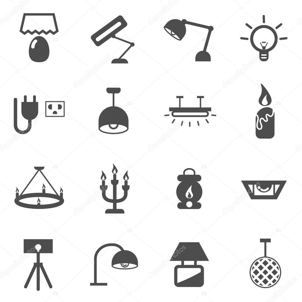 artificial light lamp icon set vector