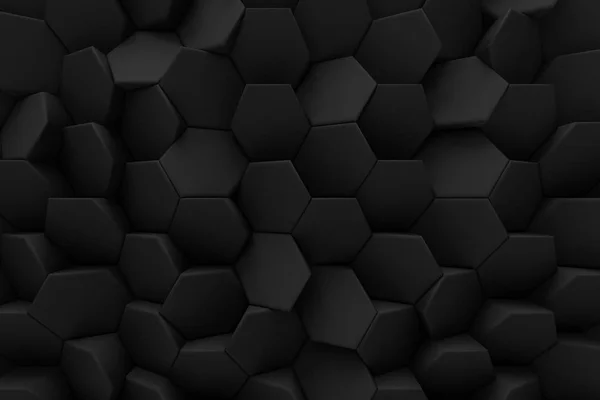 Абстрактный шестиугольник черный пчелиный улей современные технологии фон 3d — стоковое фото