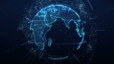 Animasyon geleceğin teknolojisi iş kavramı dönme seyyare yerküre