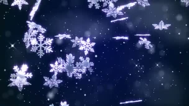 Flocon Neige Abstrait Fond Festival Noël Avec Ton Bleu — Video