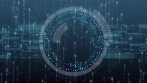 Interface utilisateur numérique futuriste HUD Technology, écran radar et code en cours d'exécution 