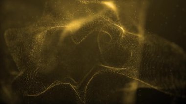 Güzel altın parçacık akışı soyut arkaplan akışkan sıvı tasarım element teknolojisi, bilim, müzik