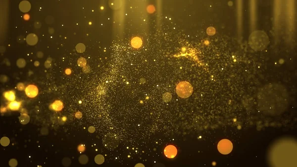 Gold Abstract Particle Flow Award Presentation Glitter Effect Dark Simple — Stock Photo, Image