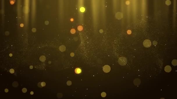 Gold Abstract Particle Flow Award Presentation Glitter Effect Dark Simple — Stock Video