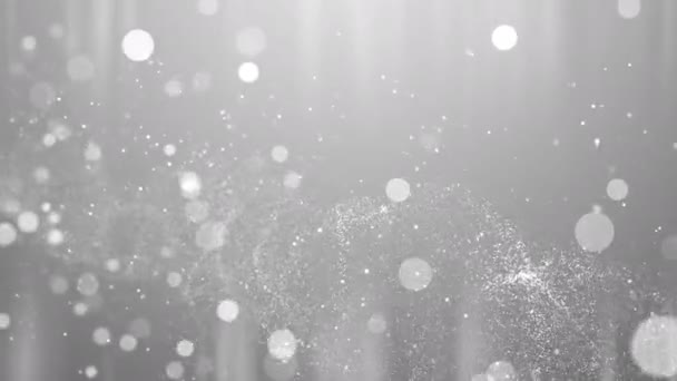 Silver White Abstract Particle Flow Award Presentation Glitter Effect Dark — Stock Video