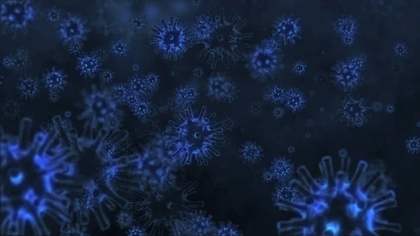 Coronavirus 2019 ya da COVID-19 Corona virüsü bakteri bakterisi sağlık geçmişi tehlikeli grip türü mikrop mikrobu kapanış, 3 boyutlu illüstrasyon