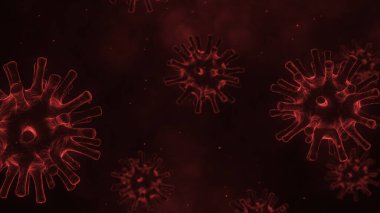 Coronavirus 2019 ya da COVID-19 Corona virüsü bakteri bakterisi sağlık geçmişi tehlikeli grip türü mikrop mikrobu kapanış, 3 boyutlu illüstrasyon