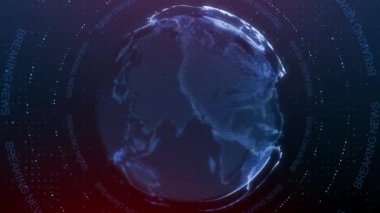 Dünya çapında dönen dijital dünya flaş haber stüdyoları haber bülteni için arka plan ve dünyadan son dakika haberleri