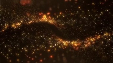 Soyut parçacık ödülü koyu arka plan üzerinde ışıltılı efektli ışıltılı parlak parlak klasik konfeti