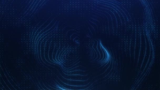 Schöne Blaue Teilchenströmung Abstrakter Radarhintergrund Fluid Welliges Designelement Technologie Wissenschaft — Stockvideo