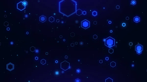 Abstract Blue Hexagon Κυψελωτή Ψηφιακή Τεχνολογία Φόντο Κωδικό Αριθμό Φουτουριστικό — Φωτογραφία Αρχείου