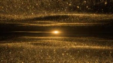 Hafif altın dalgası güzel parçacık arkaplan işi kurumsal dijital dalga parlak altın yüzey