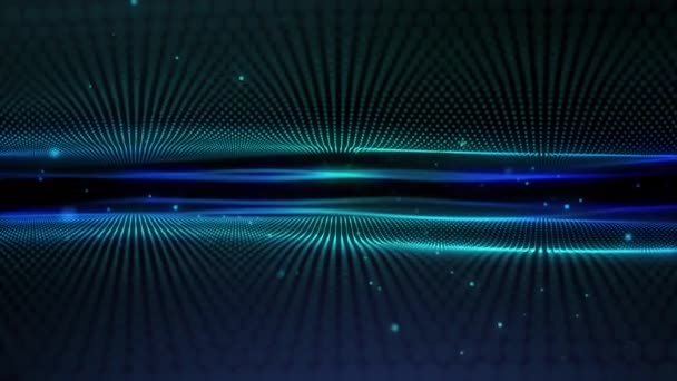 Bonito Abstrato Onda Tecnologia Digital Rede Fundo Com Luz Azul — Vídeo de Stock