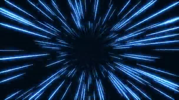 Abstract Tunnelsnelheidslicht Starburst Achtergrond Dynamisch Technologie Concept Wormgat Tijd Warp — Stockvideo