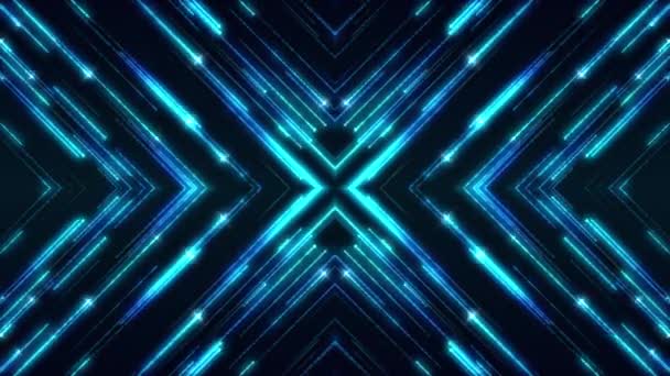 Синій Неонове Світло Абстрактна Візуальна Геометрія Руху Графічна Технологія Цифрова — стокове відео