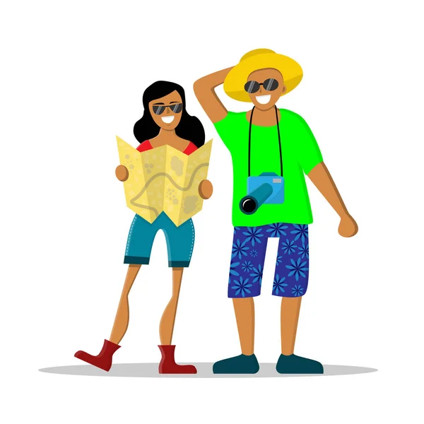 Heureux couple en vacances d'été — Image vectorielle