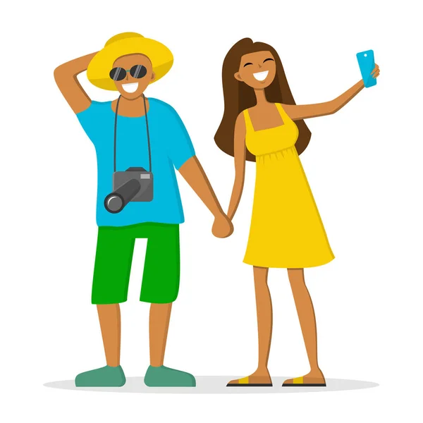 Heureux couple en vacances d'été — Image vectorielle