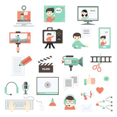 Online video blog Infographic öğeleri ayarla