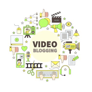 Vektör çizim için dijital video blog. 