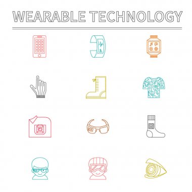 Giyilebilir teknolojileri. Vektör simge kümesi.