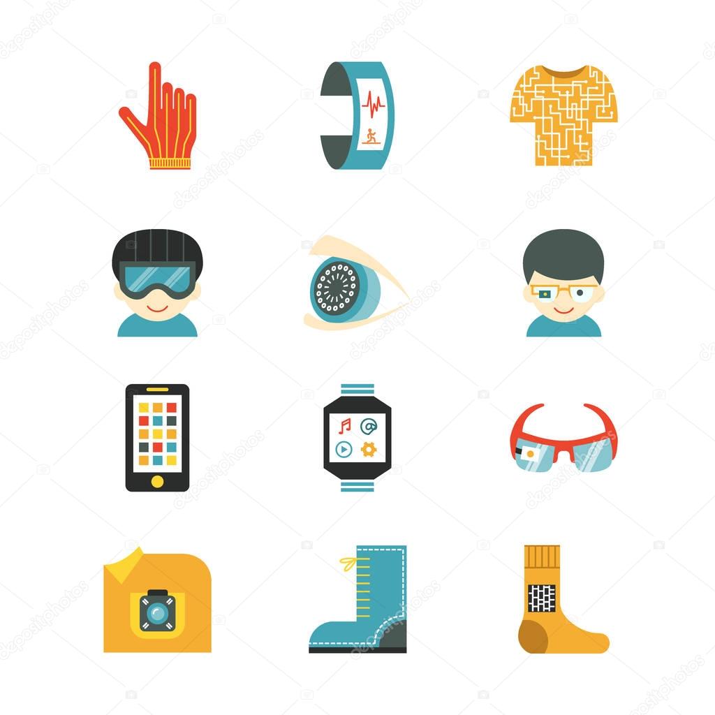 Wearable technologies. Set of vector icons.