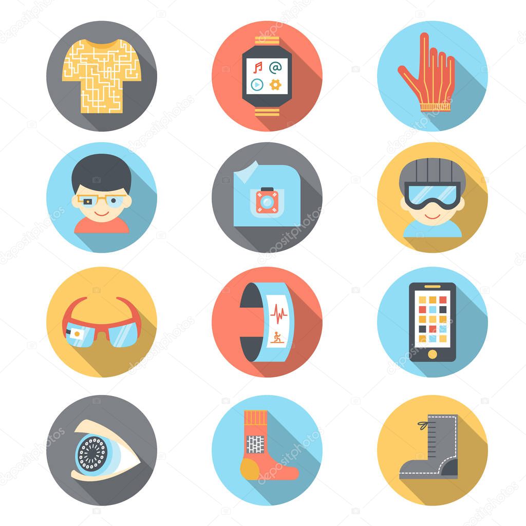 Wearable technologies. Set of vector icons.