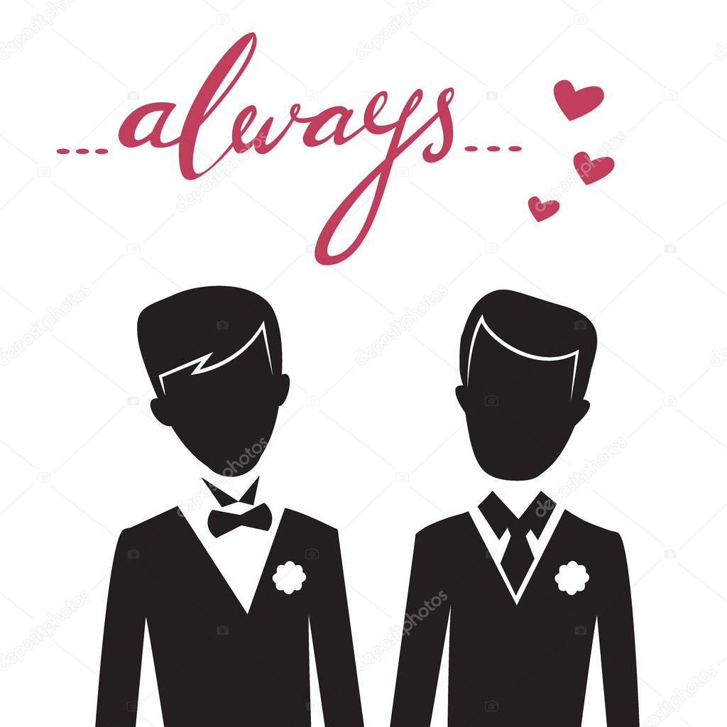 Romantic vector illustration of happy same-sex couple