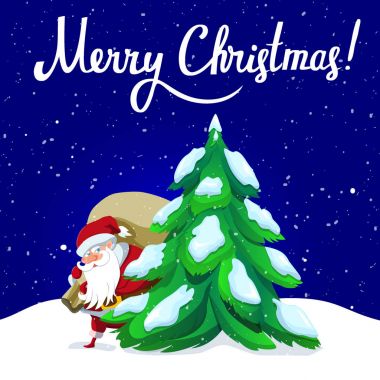 Noel Baba ile Noel ve yılbaşı tebrik kartı