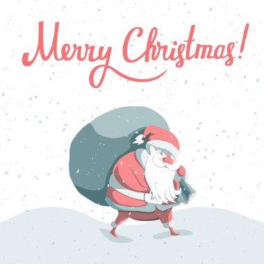 Noel Baba ile Noel ve yılbaşı tebrik kartı