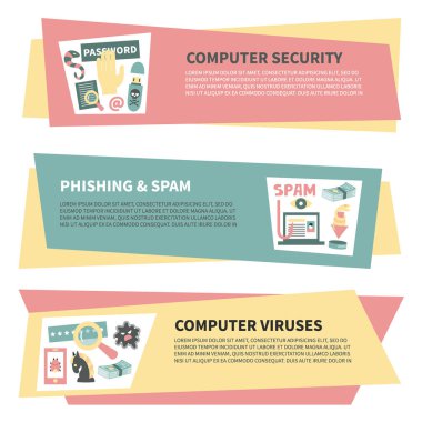 Kesmek ve siber suçlar için yatay vektör afiş Şablonlar