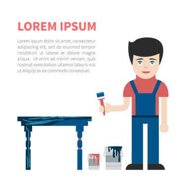 Woodworker eski moda mobilya boyama