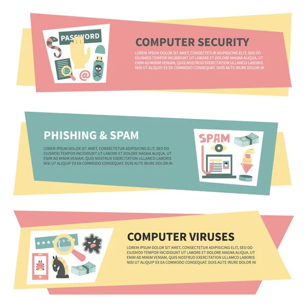 Kesmek ve siber suçlar için yatay vektör afiş Şablonlar